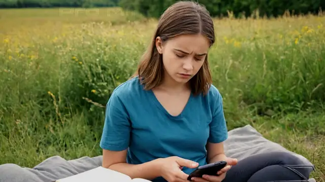 A stack of medical books, a worried teenager frowning at their phone screen, a comforting therapy session in progress, serene nature scene symbolizing recovery and peace, individuals engaged in mindful activities like meditation or yoga