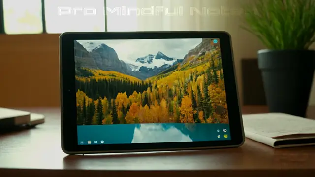 therapy setting, digital tablet screen, handwritten notes transforming into AI-generated content, serene background music, productivity visuals, vibrant colors contrasting document interface, focused professional expressions, modern technology integration