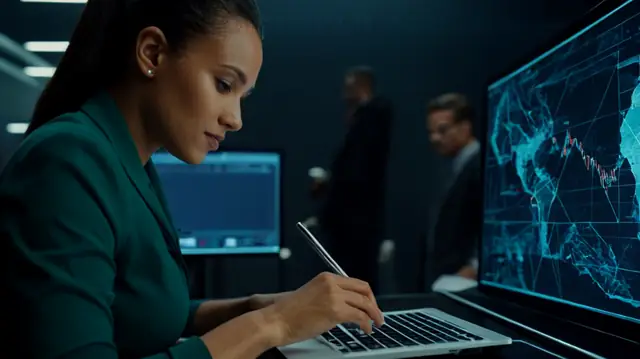 diverse individuals engaged in digital technology, animated graphical interfaces, process of data inputting, user interaction with a website, streamlined workflow visualization