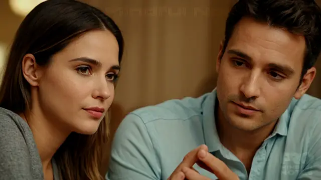 lovers in deep conversation, hands intertwined, thoughtful expressions on faces, emotional connection evident, therapist's notes visible in handheld device