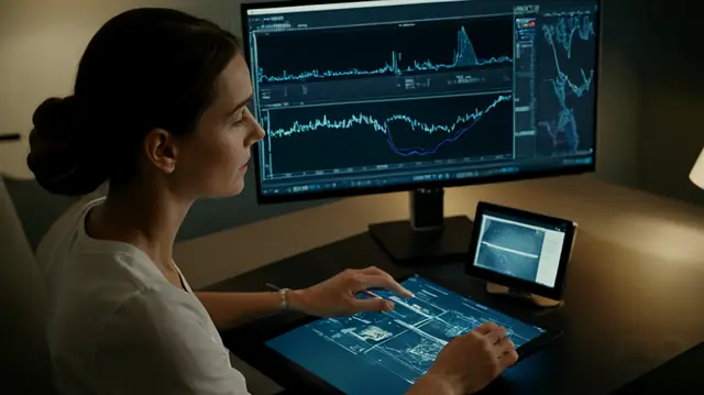 A user engaged in seamless digital documentation, focused concentration on screen, diverse therapeutic settings, professional-grade technology interface, streamlined information flow