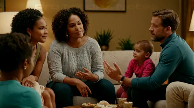 A diverse group of families engaged in conversation